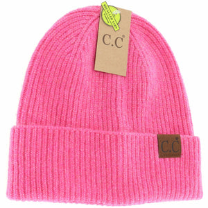 Unisex Soft Ribbed Cuff C.C Beanie HAT2075: Black