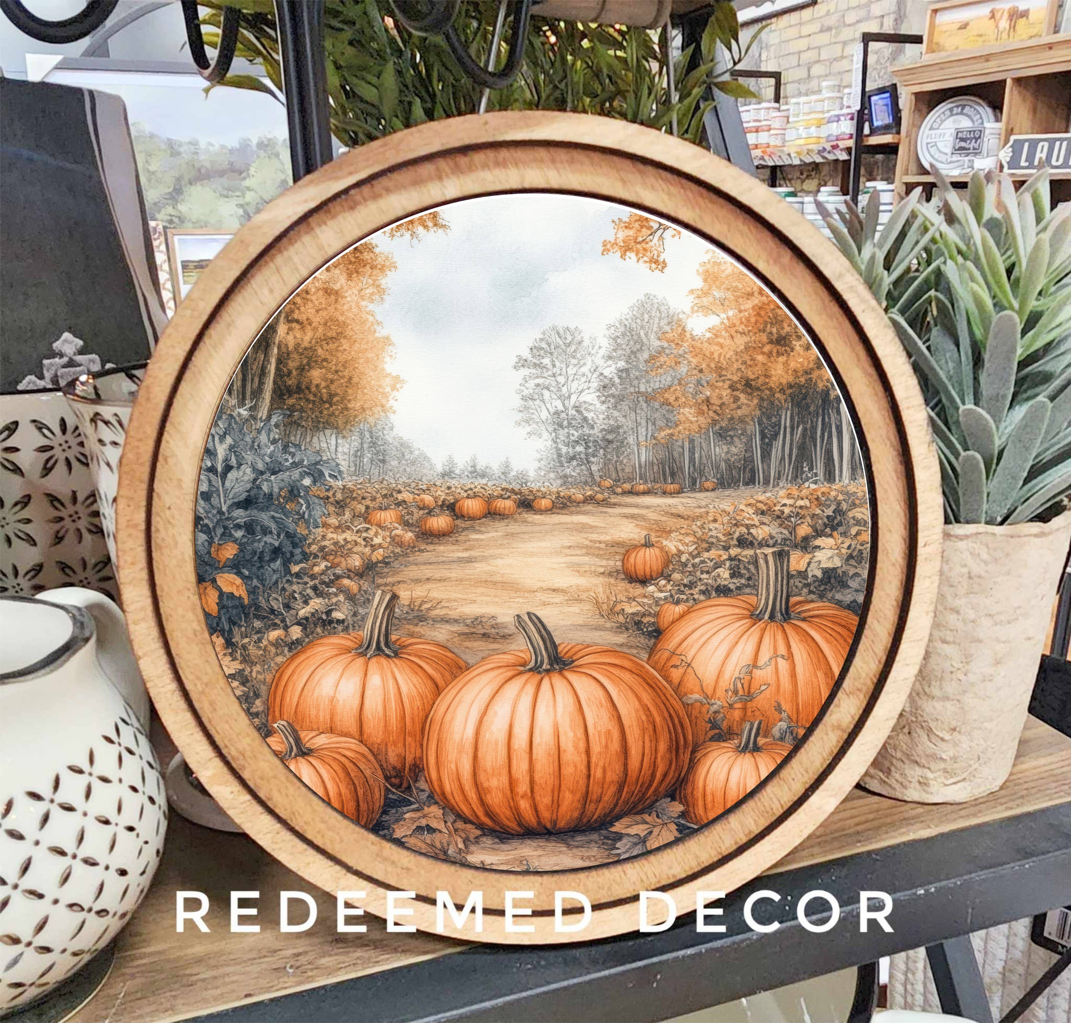 8" Round Pumpkin Path Art