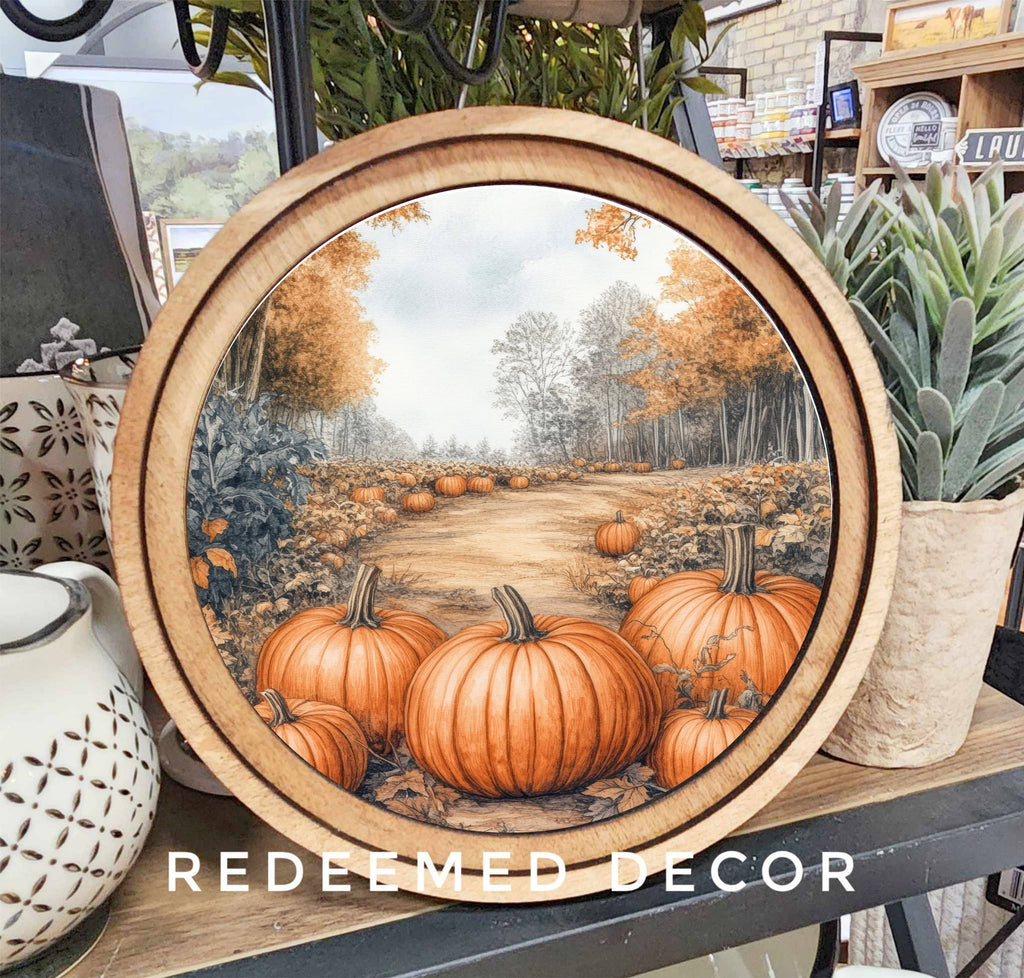 8" Round Pumpkin Path Art