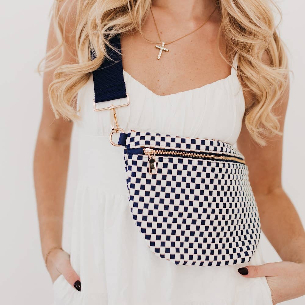 Westlyn Woven Bum Bag *NEW COLORS ADDED*: Woven Checkered Navy
