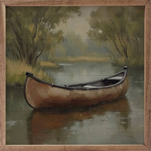 Old Canoe On Lake: 8x8