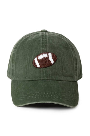 GAME DAY Chenille Football Patch Washed baseball cap: Khaki
