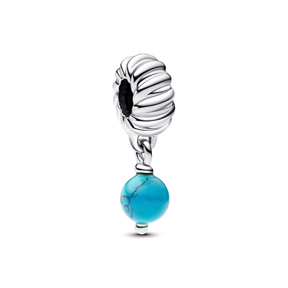 Sterling Silver Dangle Charm with Imitation Turquoise dangle - Pandora - 793901C01