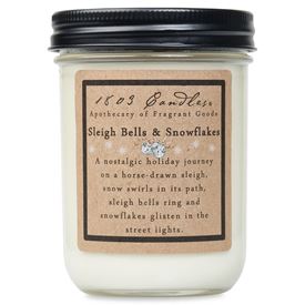 1803 Candles- 14oz Jar - Sleigh Bells and Snowflakes