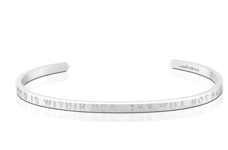 God Is Within Her, She Will Not Fall (No Ink)- MantraBand- Silver