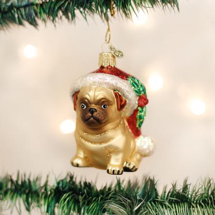 Holly Hat Pug Ornament - Old World Christmas