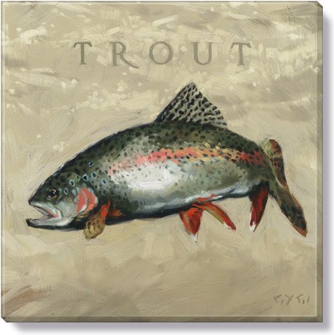 Trout Giclee Canvas Wall Art- 9”x9”