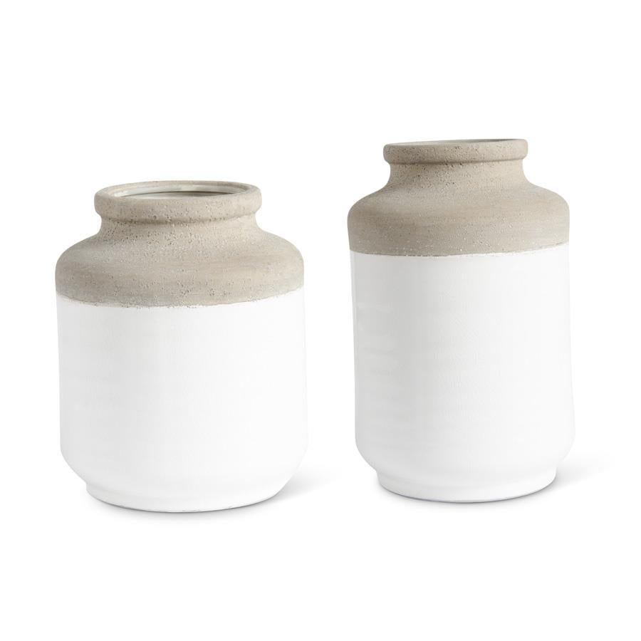 White and Natural Stone Ceramic Vase (2 sizes)