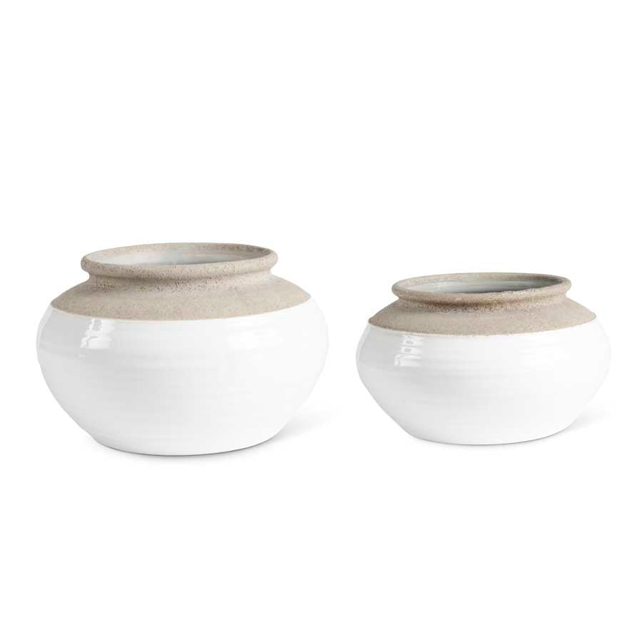 White and Natural Stone Ceramic Pot (2 Sizes)