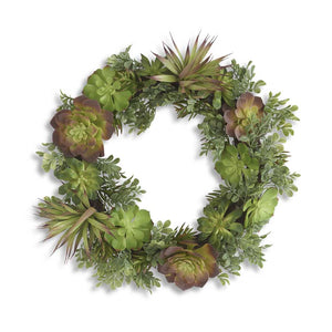 Mixed Succulent Wreath-20”D