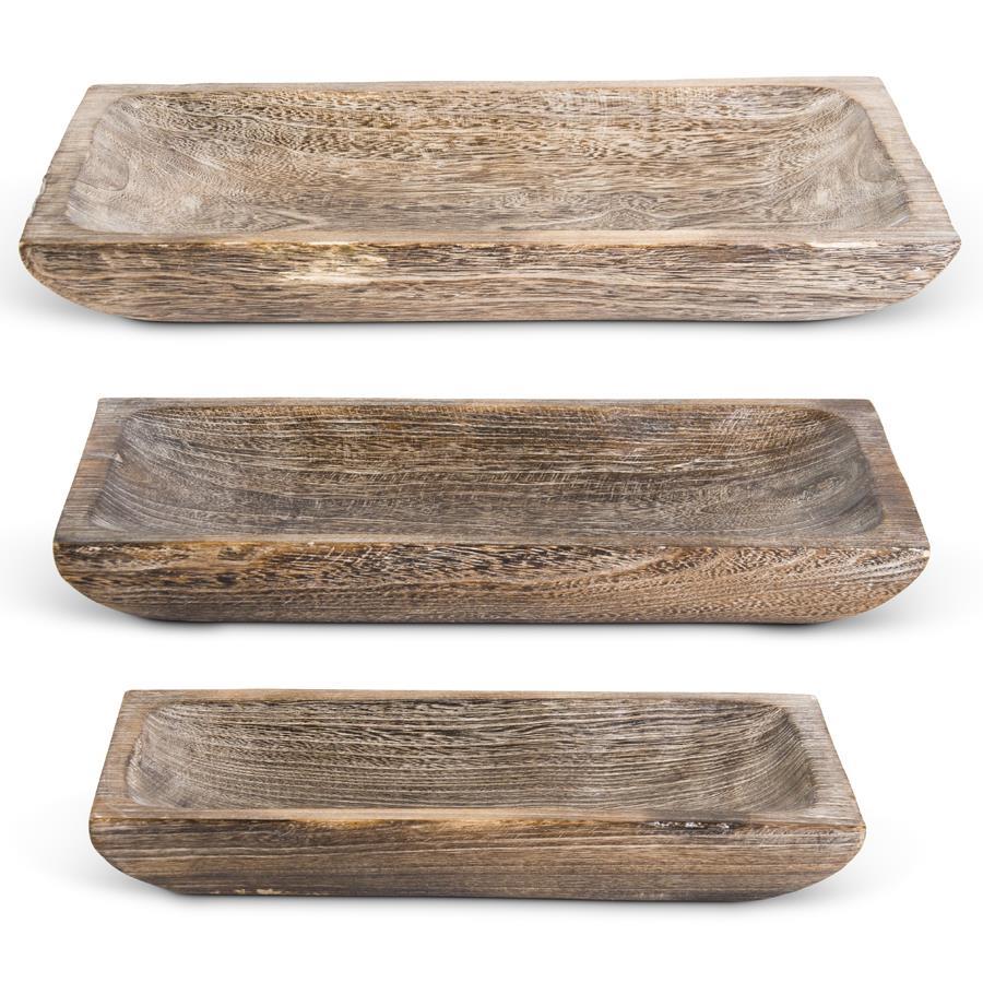 Rectangle Carved Paulownia Wood Tray (3 Sizes)