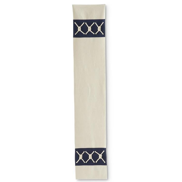 Cotton Blue & White Nautical Knot Table Runner