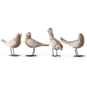 Assorted Whitewashed Resin Carved Bird