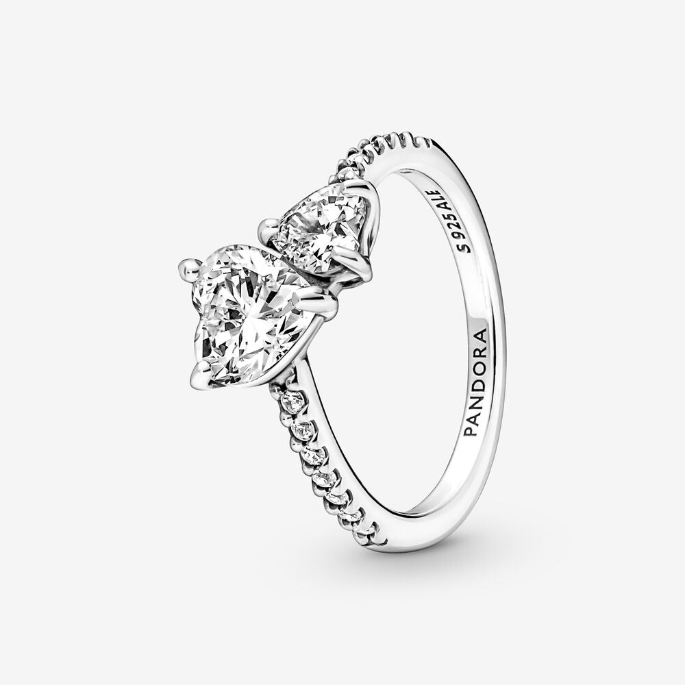 Double Heart Sparkling Ring - Pandora - 191198C01