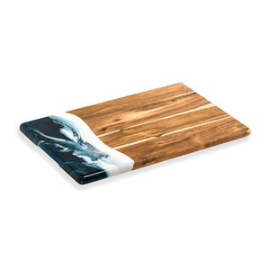 Breadboard 12"x18” Acacia Resin Board- Navy | White | Metallic