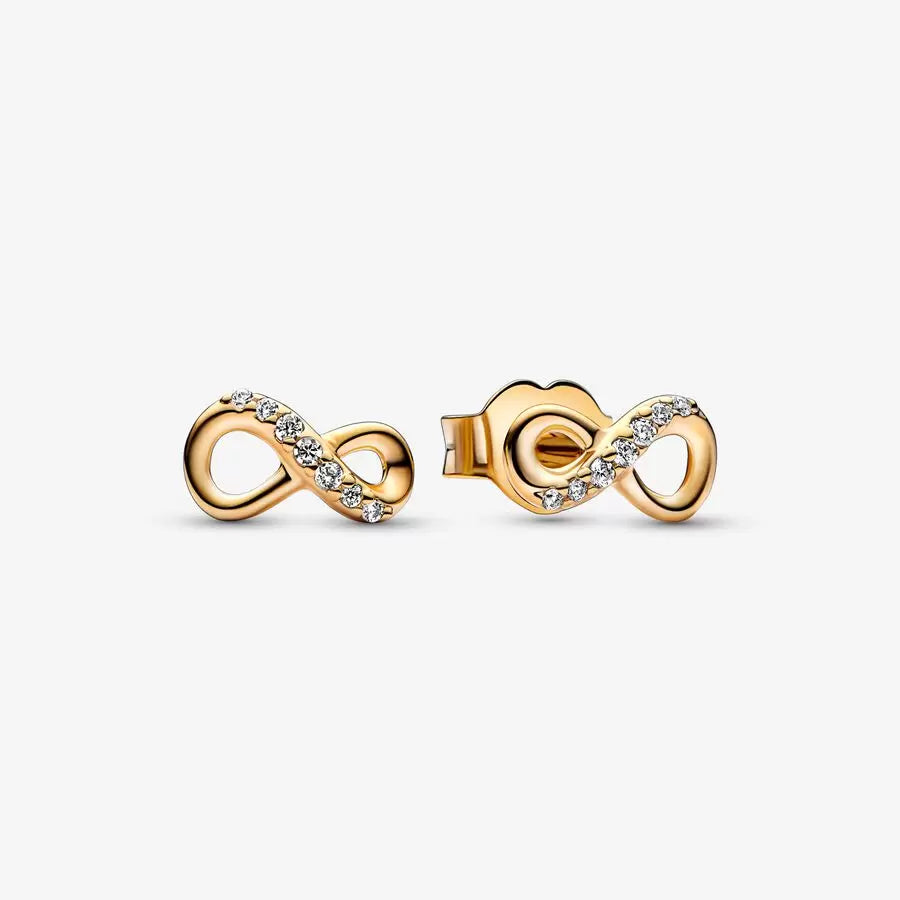 14k Gold-plated Sparkling Infinity Stud Earrings - Pandora - 268820C01