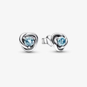 March Sea Aqua Blue Eternity Circle Stud Earrings - Pandora - 292334C09