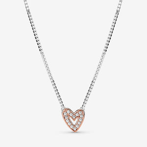 Sparkling Freehand Heart Hoop Necklace- Pandora - 380089C01-45