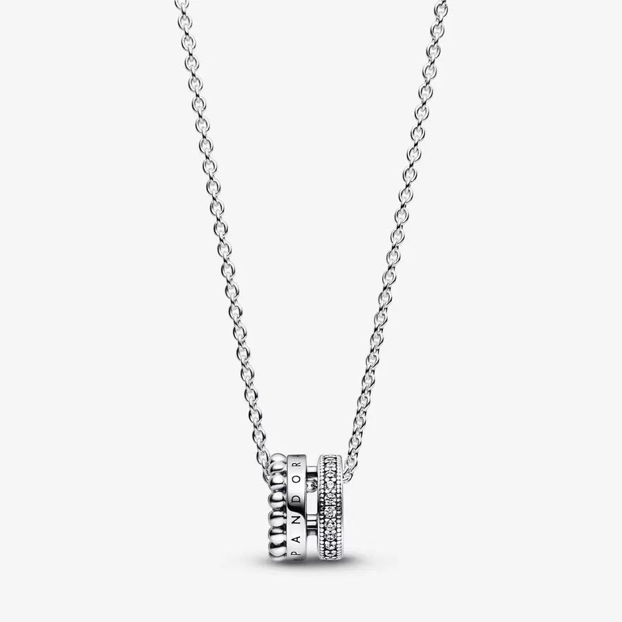 Signature Logo Pave & Beads Pedant & Necklace - Pandora - 392311C01