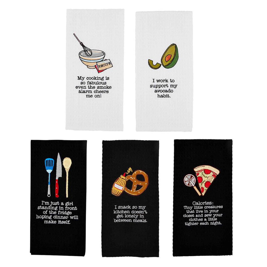 Embroidered Black / White Food Towel (6 Styles)