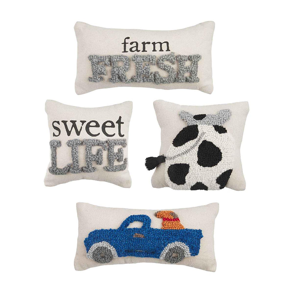 Mini Farm Hooked Pillow (4 Styles)