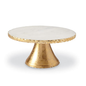 Gold Foil Marble & Tin Pedestal Stand