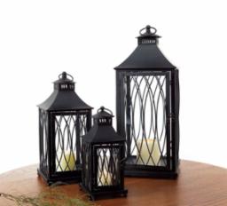Lantern Black Metal and Glass - 3 Sizes to Choose from
