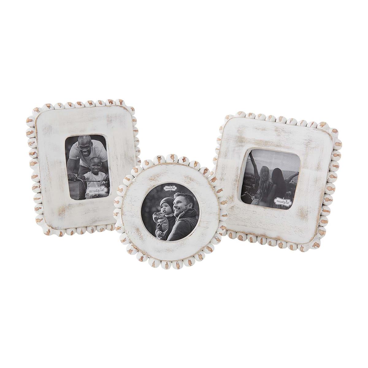 Antique White Wood Beaded Picture Frame, 4x6