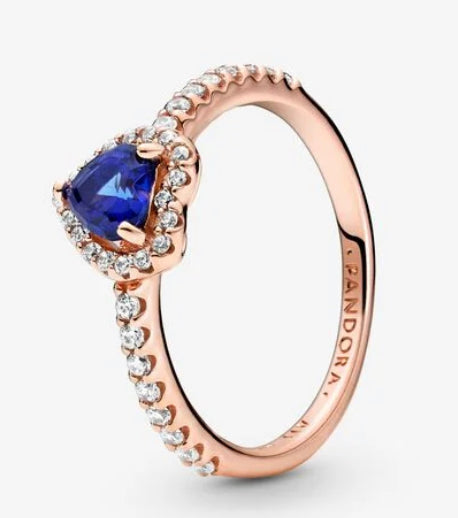 Sparkling Blue Elevated Heart Ring - Pandora
