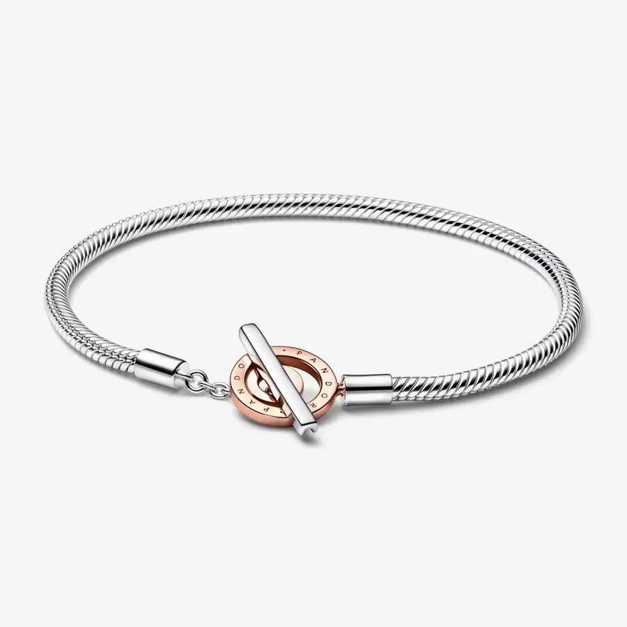 Two-tone Logo T-Bar Snake Chain Bracelet - Pandora - 582309C00