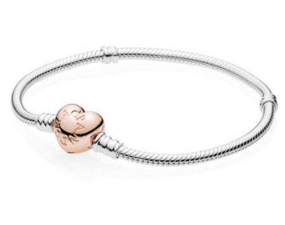 Sterling Silver Bracelet With Pandora Rose Heart Clasp-580719