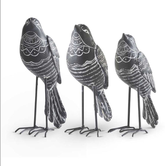 Black Bird With Long Metal Legs (3 Sizes)