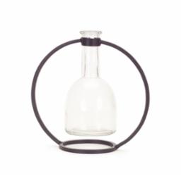 Hanging Vase in Circle Stand Glass/Metal