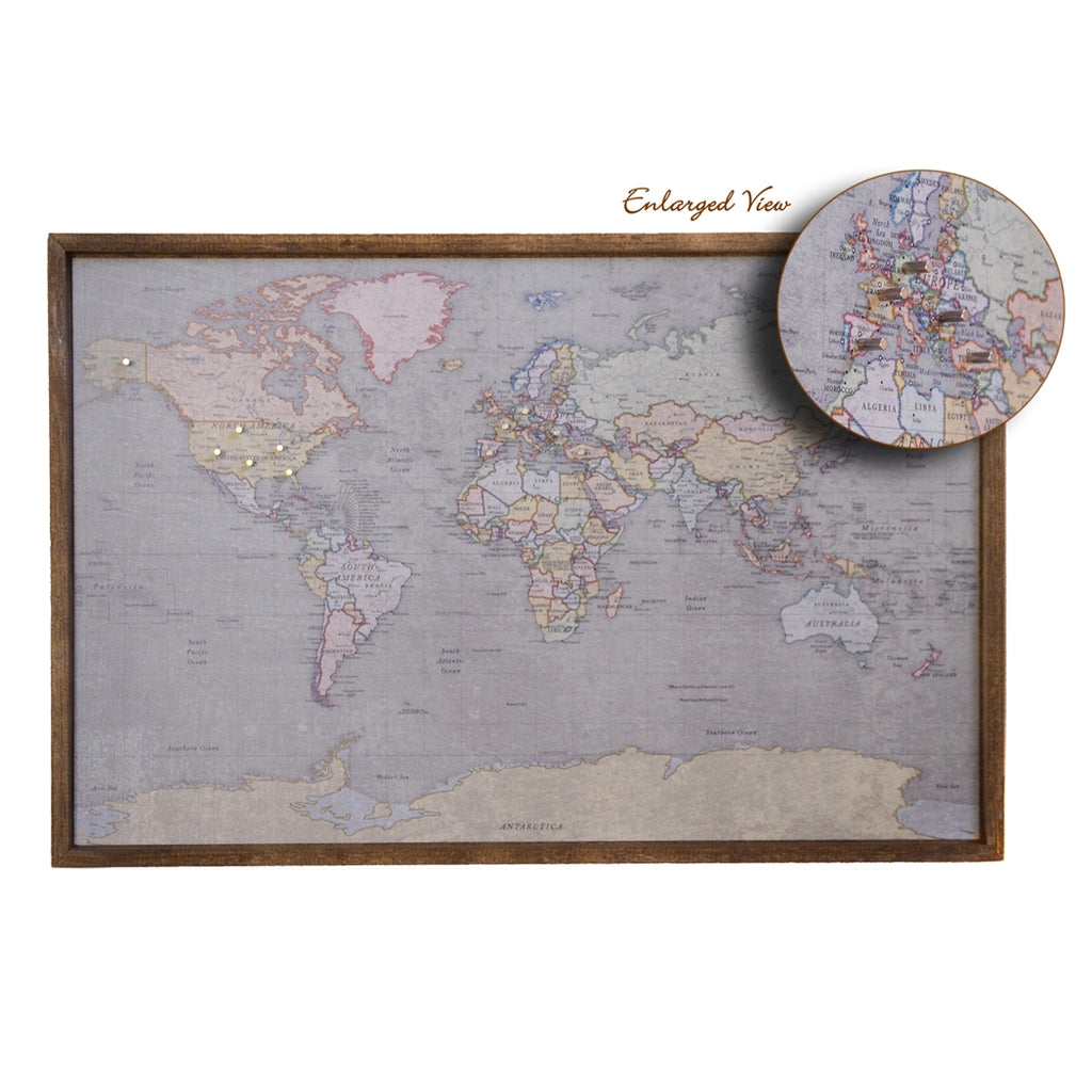 Colored Antique Magnetic World Map - 24"x16"