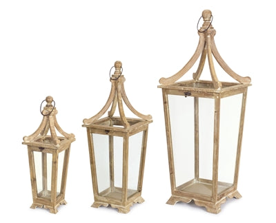 Wood and Glass Lantern- 3 Sizes