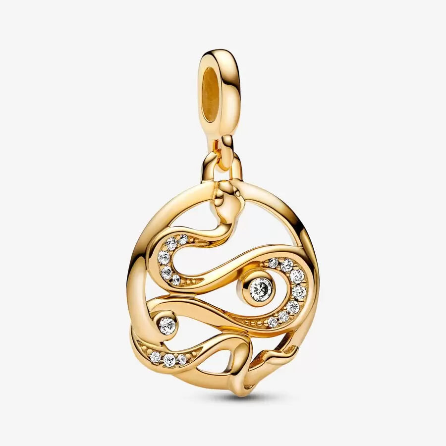 14k Gold-plated Pavé Snake Medallion - Pandora Me - 762301C01