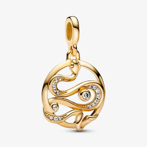 14k Gold-plated Pavé Snake Medallion - Pandora Me - 762301C01
