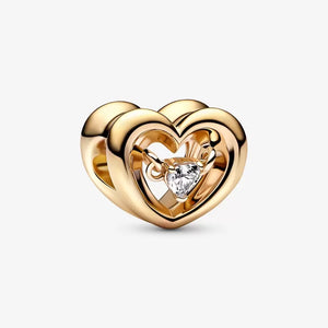 14k Gold-plated Radiant Heart & Floating Stone Charm - Pandora - 762493C01