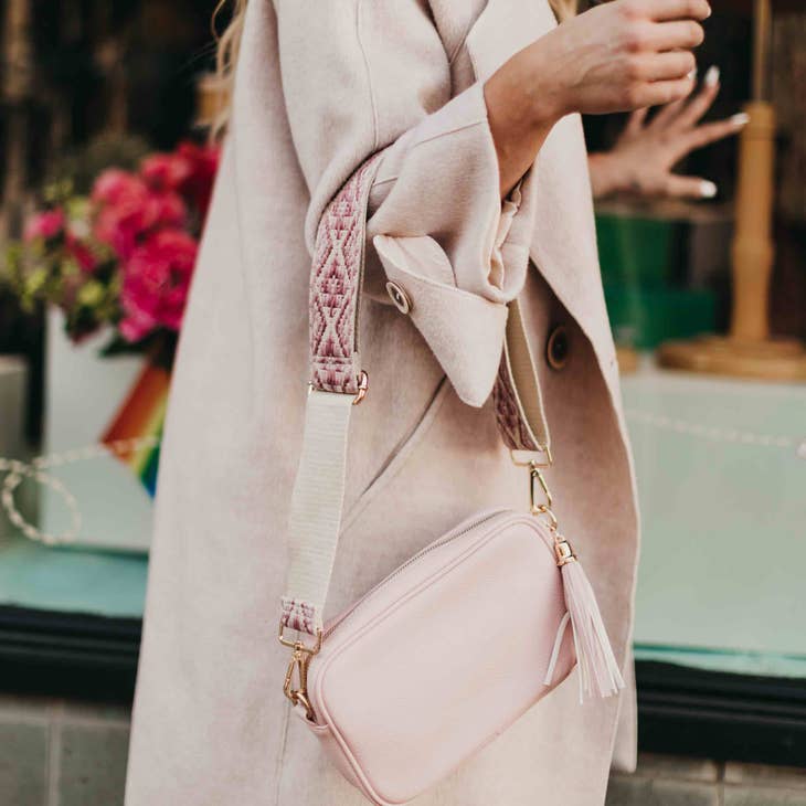 Camera Crossbody Purse - Blush Faux Leather