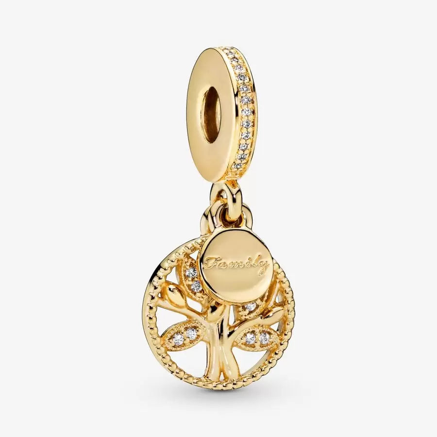 14k Gold-plated Sparkling Family Tree Dangle Charm - Pandora - 768661C01