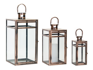 Modern Industrial Metal And Glass Lantern (3 Sizes)