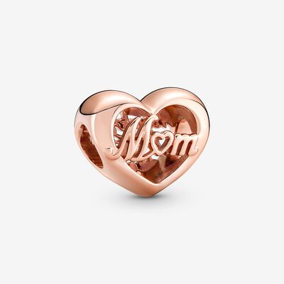 Rose-Plated Thank You Mom Heart Charm - Pandora - 781451C00