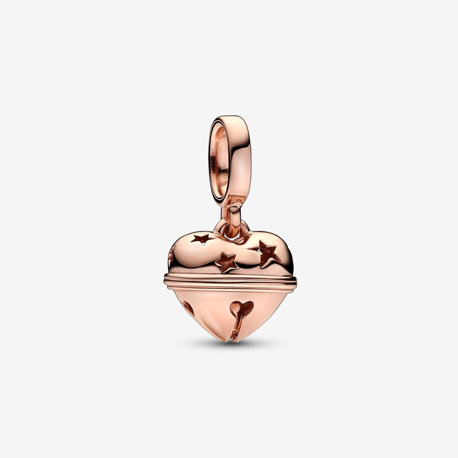 14k Rose Gold-Plated Heart Bell Dangle Charm - Pandora - 782376C00 ...