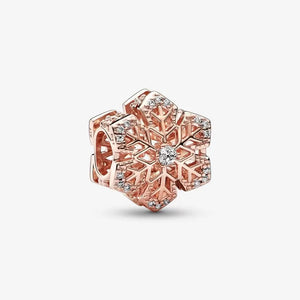 14k Rose Gold-Plated Festive Snowflake Charm - Pandora - 782378C01