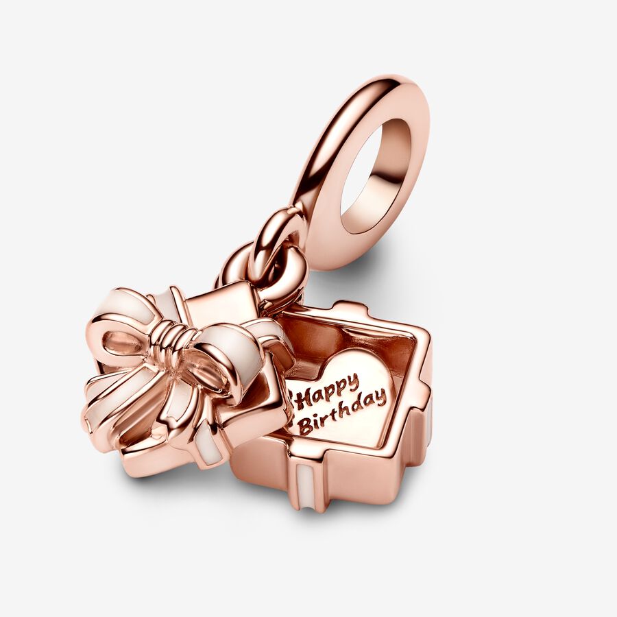 14k Rose Gold-plated Openable Birthday Gift Dangle Charm - Pandora - 782591C01