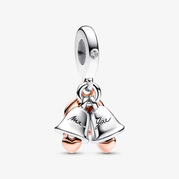 Charme Argent Sterling Vintage 'Wedding Bells' (cloches De Mariage) - 2.2g, 1.7cm, Occasion