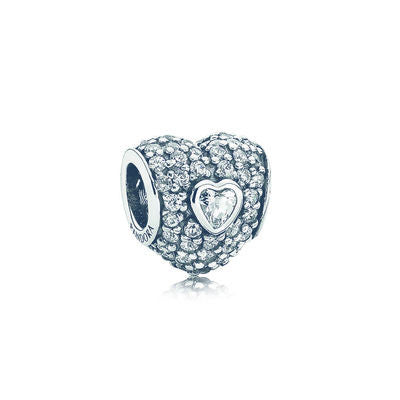 In My Heart Charm - Sterling Silver with Clear CZ - PANDORA - 791168CZ