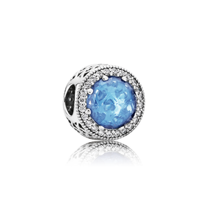Radiant Hearts Charm - Sterling Silver with Sky Blue Crystals and Clear CZ - PANDORA - 791725NBS
