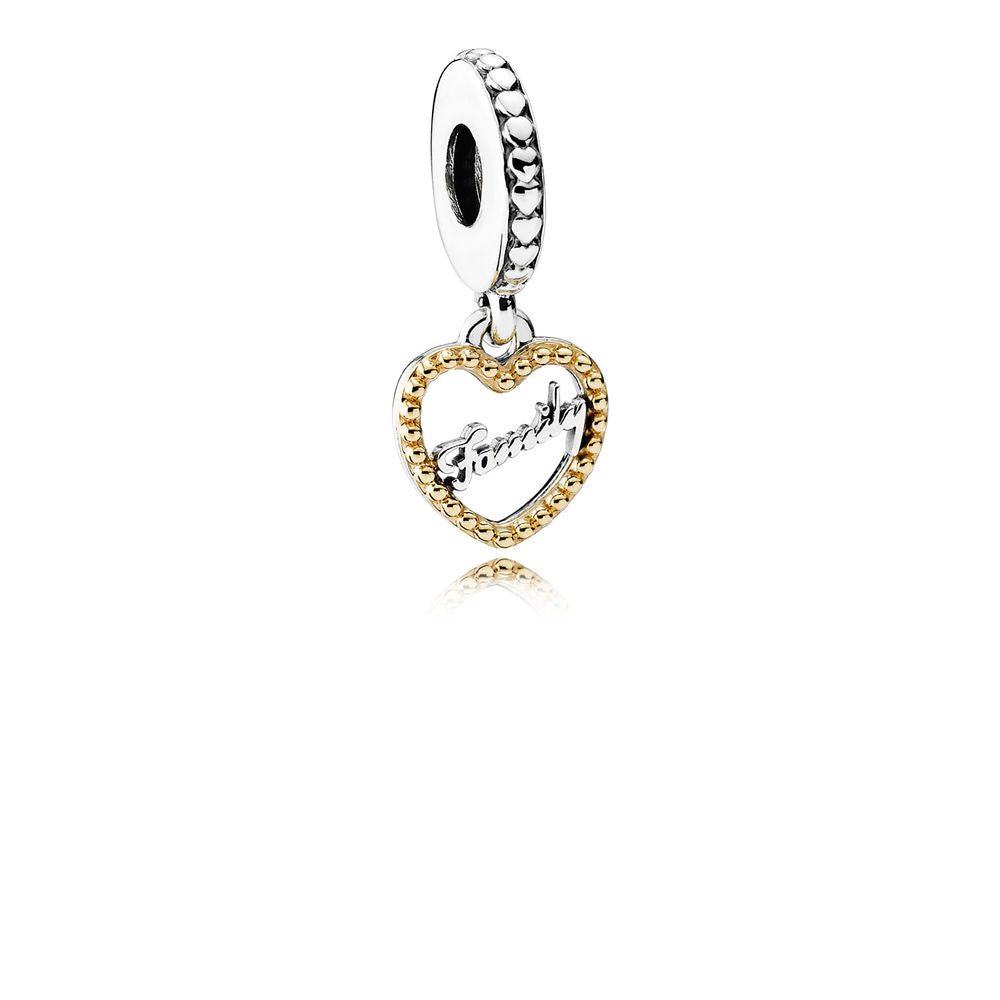Family Script Dangle Charm - Sterling Silver with 14K Gold - PANDORA - 792011