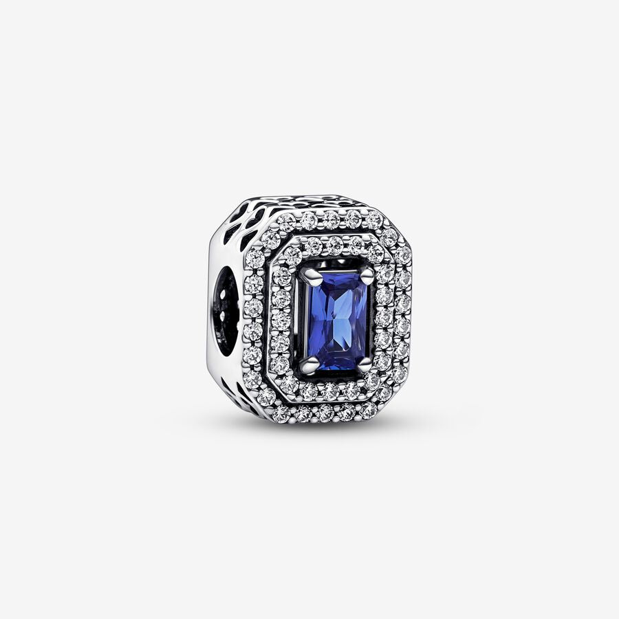 Blue Sparkling Leveled Rectangular Charm - Pandora - 792385C01